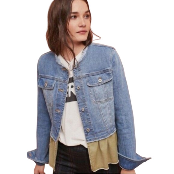 Pilcro and the Letterpress Jackets & Blazers - Anthropologie Pilcro And The Letterpress Denim Flounced Ruffle Jacket